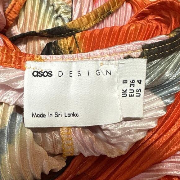 NEW ASOS Orange Floral Long Sleeve V-Neck Long Sleeve Blouson Maxi Dress Size 4 - Picture 5 of 6